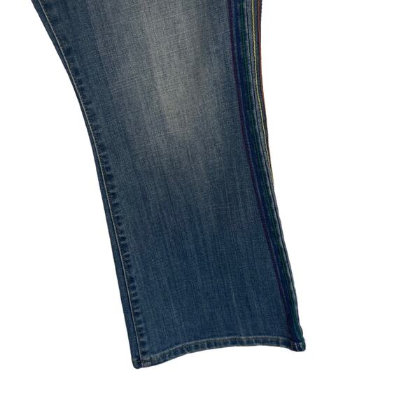 Lee Rainbow Striped Y2K Kick Flare Button Fly Blue Ankle Jeans Size 12 - Picture 3 of 9